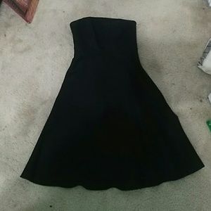 EUC Ann Taylor strapless black silk/cotton dress